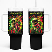 Rose Skull Tumbler With Handle Stuck Between IDK IDC - Wonder Print Shop