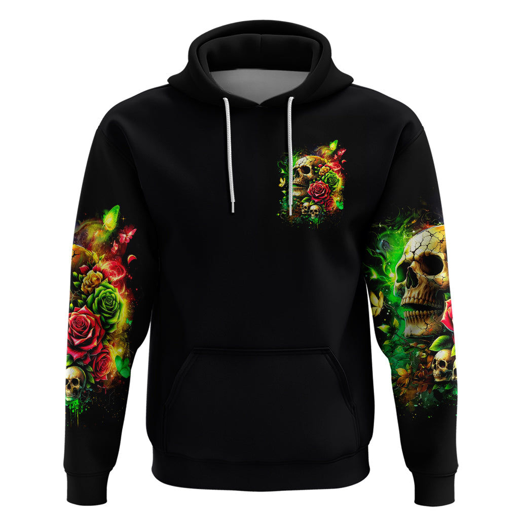 Rose Skull Zip Hoodie Stuck Between IDK IDC - Wonder Print Shop