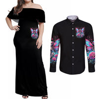 Fairy Skull Couples Matching Off Shoulder Maxi Dress and Long Sleeve Button Shirt This Girl Powered By Bitch Dust - Wonder Print Shop