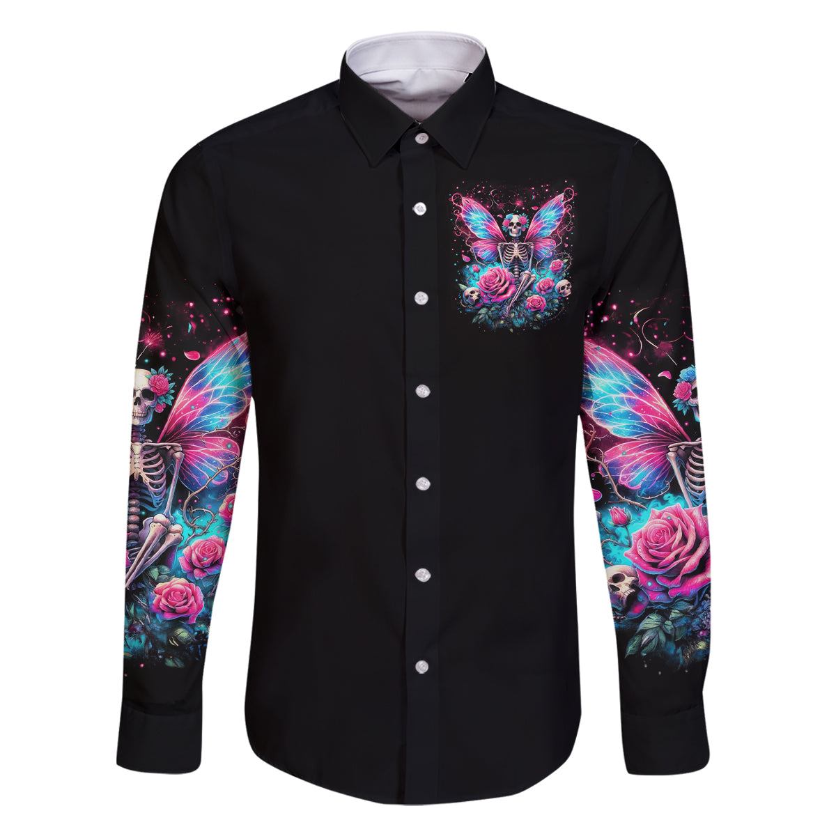 Fairy Skull Family Matching Off Shoulder Short Dress and Hawaiian Shirt This Girl Powered By Bitch Dust - Wonder Print Shop