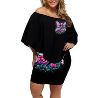 Fairy Skull Family Matching Off Shoulder Short Dress and Hawaiian Shirt This Girl Powered By Bitch Dust - Wonder Print Shop