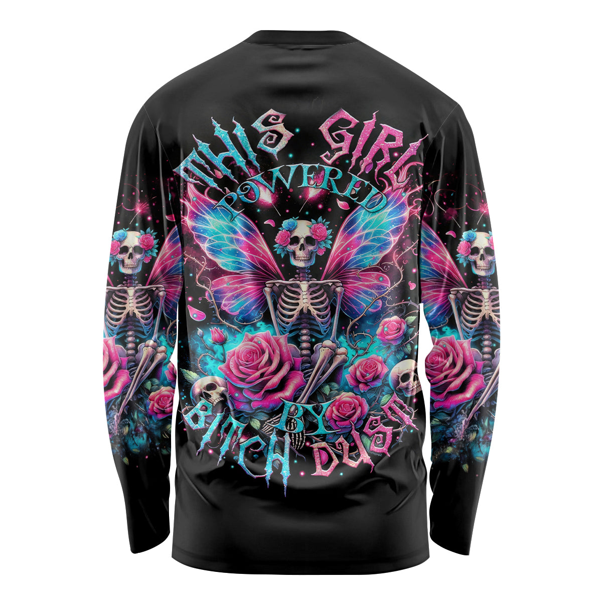 Fairy Skull Long Sleeve Shirt This Girl Powered By Bitch Dust - Wonder Print Shop