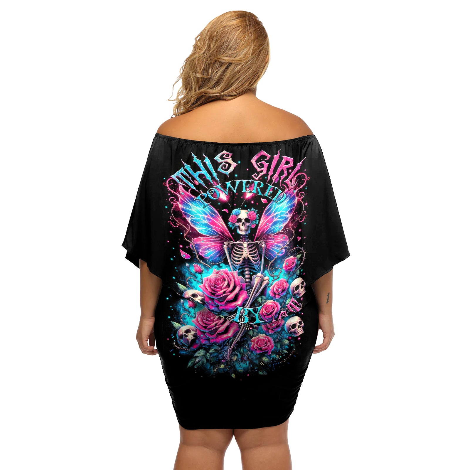 Fairy Skull Off Shoulder Short Dress This Girl Powered By Bitch Dust - Wonder Print Shop