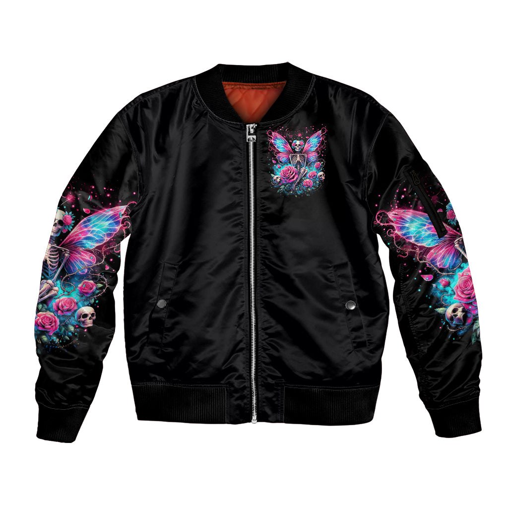 Fairy Skull Sleeve Zip Bomber Jacket This Girl Powered By Bitch Dust - Wonder Print Shop