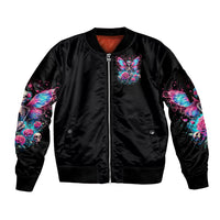 Fairy Skull Sleeve Zip Bomber Jacket This Girl Powered By Bitch Dust - Wonder Print Shop