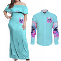Witch Skull Couples Matching Off Shoulder Maxi Dress and Long Sleeve Button Shirt Assuming Was Like Most Girls Was Your First Mistake - Wonder Print Shop