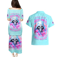 Witch Skull Couples Matching Puletasi and Hawaiian Shirt Assuming Was Like Most Girls Was Your First Mistake - Wonder Print Shop