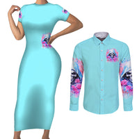 Witch Skull Couples Matching Short Sleeve Bodycon Dress and Long Sleeve Button Shirt Assuming Was Like Most Girls Was Your First Mistake - Wonder Print Shop