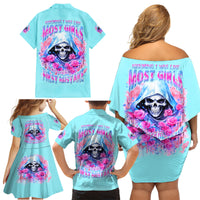 Witch Skull Family Matching Off Shoulder Short Dress and Hawaiian Shirt Assuming Was Like Most Girls Was Your First Mistake - Wonder Print Shop