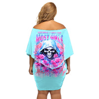 Witch Skull Family Matching Off Shoulder Short Dress and Hawaiian Shirt Assuming Was Like Most Girls Was Your First Mistake - Wonder Print Shop
