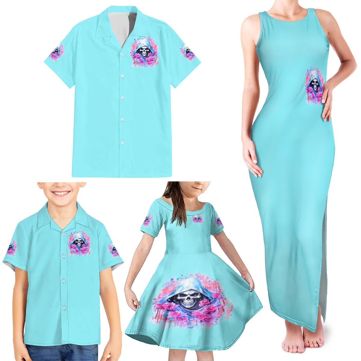 Witch Skull Family Matching Tank Maxi Dress and Hawaiian Shirt Assuming Was Like Most Girls Was Your First Mistake - Wonder Print Shop