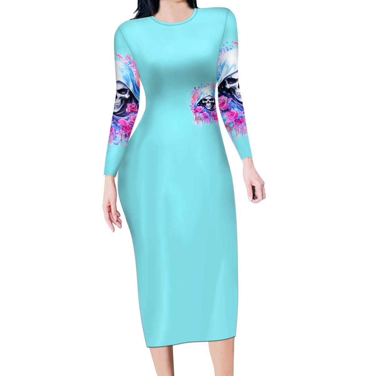 Witch Skull Long Sleeve Bodycon Dress Assuming Was Like Most Girls Was Your First Mistake - Wonder Print Shop