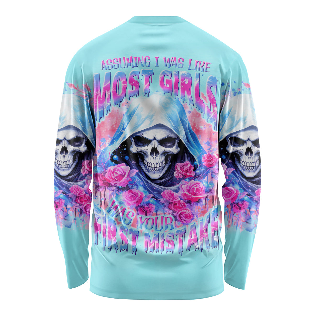 Witch Skull Long Sleeve Shirt Assuming Was Like Most Girls Was Your First Mistake - Wonder Print Shop