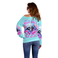Witch Skull Off Shoulder Sweater Assuming Was Like Most Girls Was Your First Mistake - Wonder Print Shop