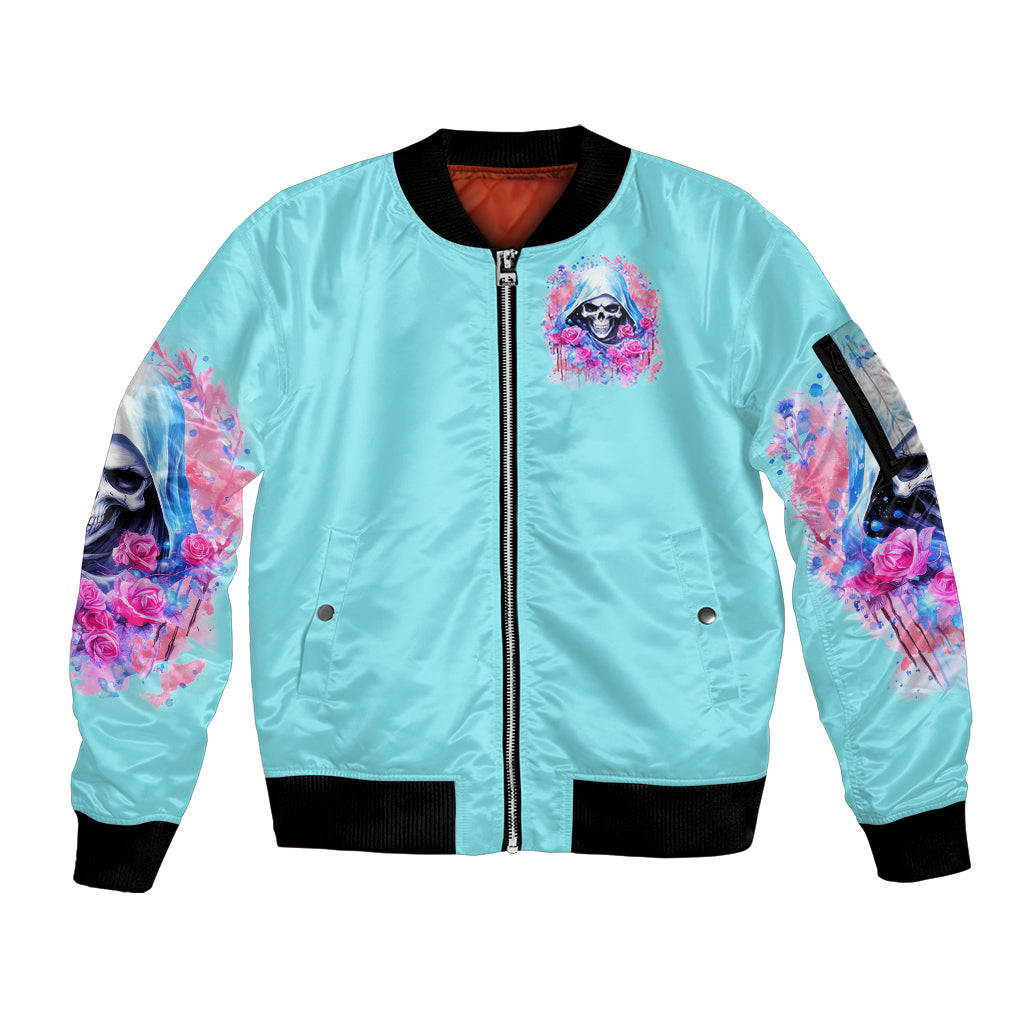 Witch Skull Sleeve Zip Bomber Jacket Assuming Was Like Most Girls Was Your First Mistake - Wonder Print Shop