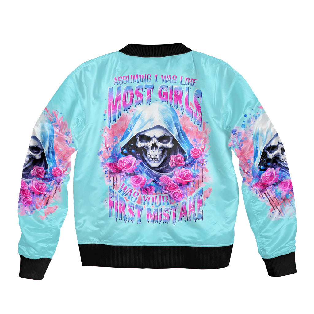 Witch Skull Sleeve Zip Bomber Jacket Assuming Was Like Most Girls Was Your First Mistake - Wonder Print Shop