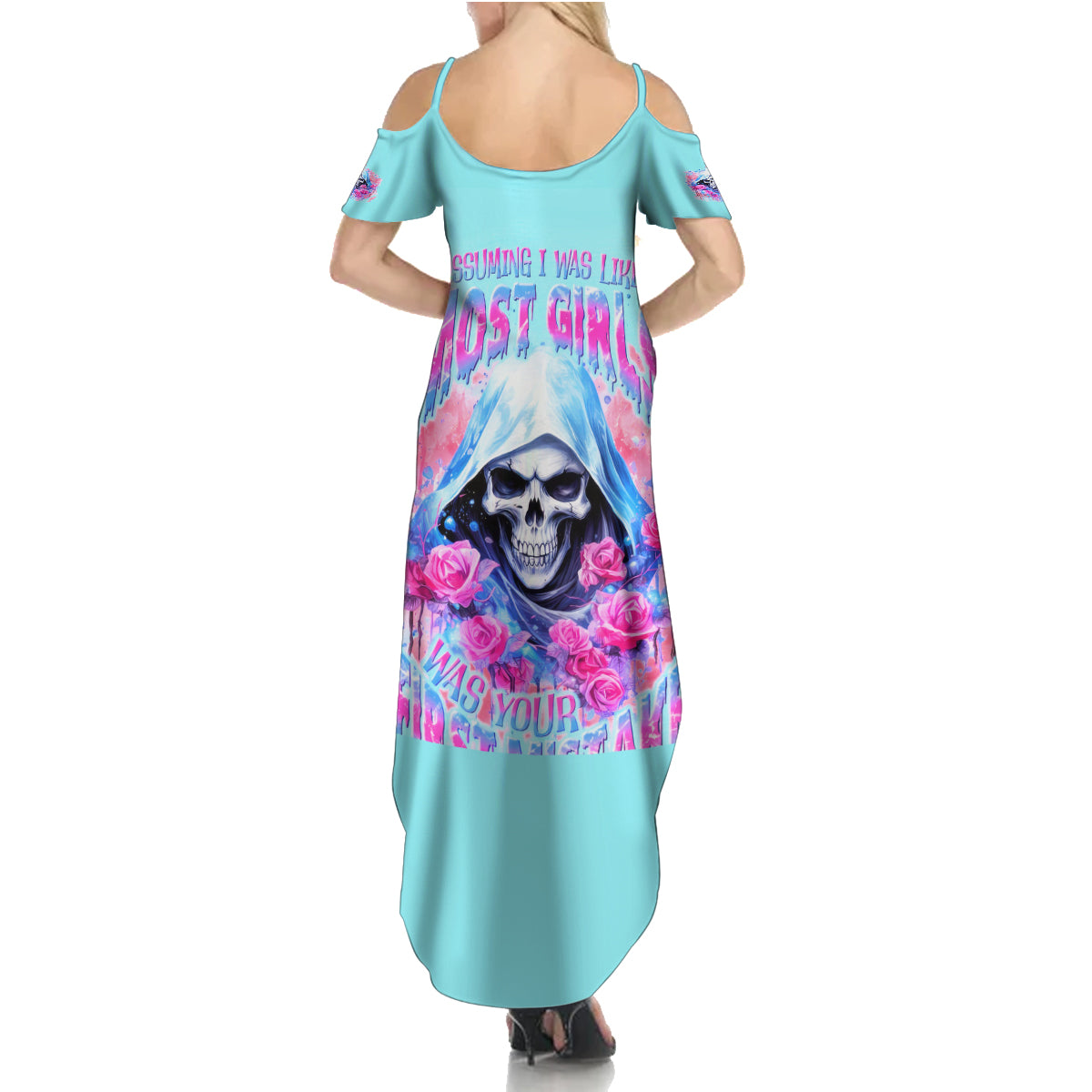 Witch Skull Summer Maxi Dress Assuming Was Like Most Girls Was Your First Mistake - Wonder Print Shop