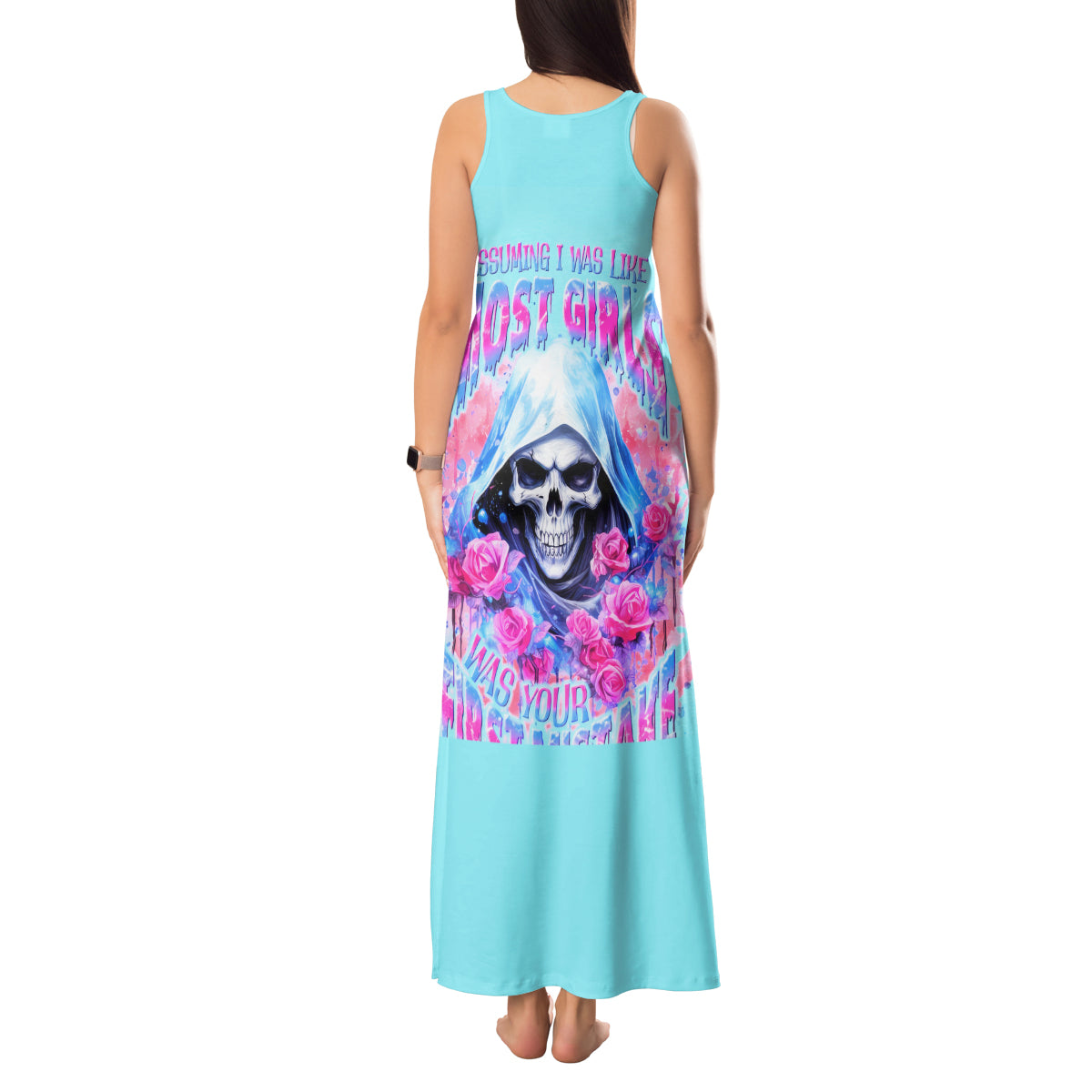 Witch Skull Tank Maxi Dress Assuming Was Like Most Girls Was Your First Mistake - Wonder Print Shop