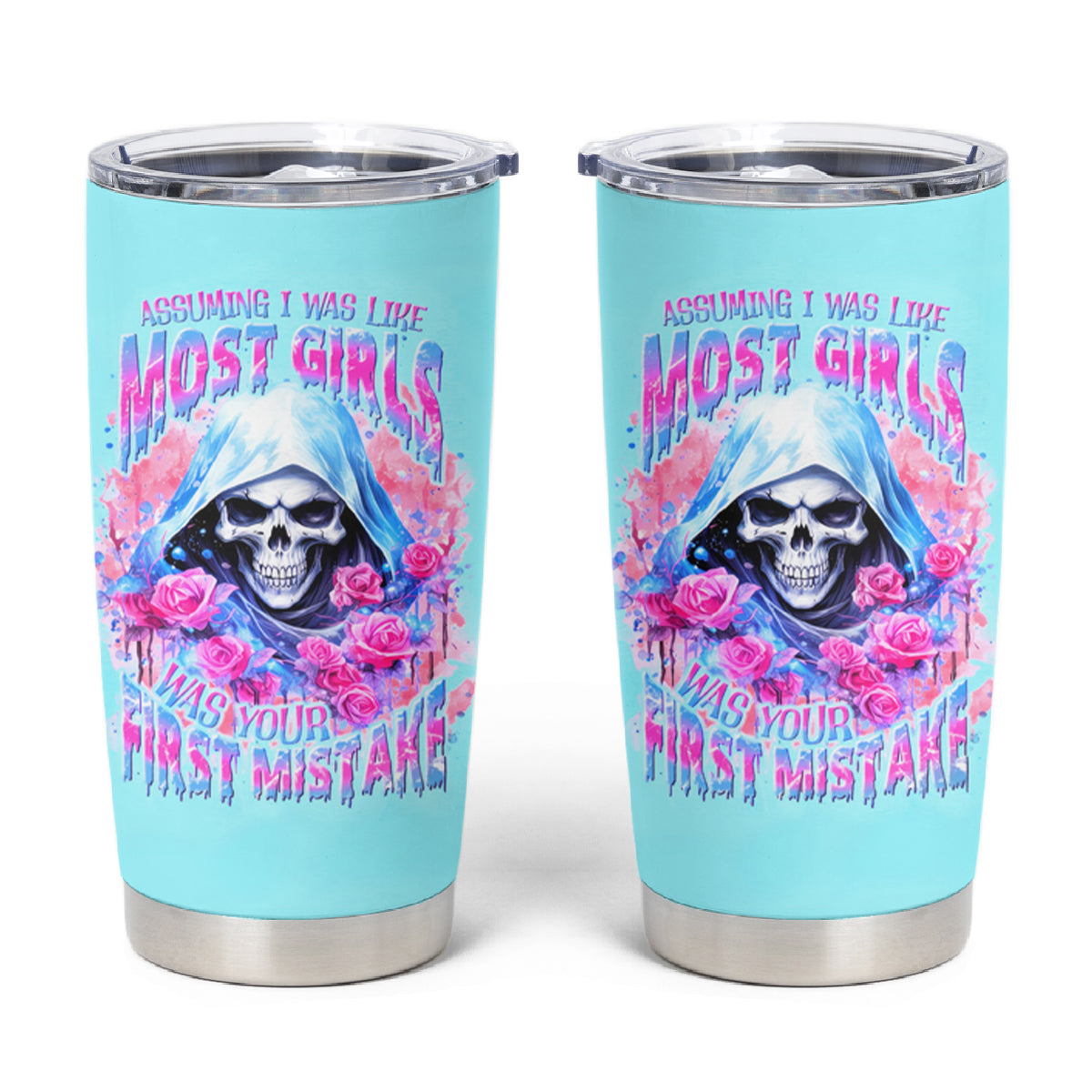 Witch Skull Tumbler Cup Assuming Was Like Most Girls Was Your First Mistake - Wonder Print Shop