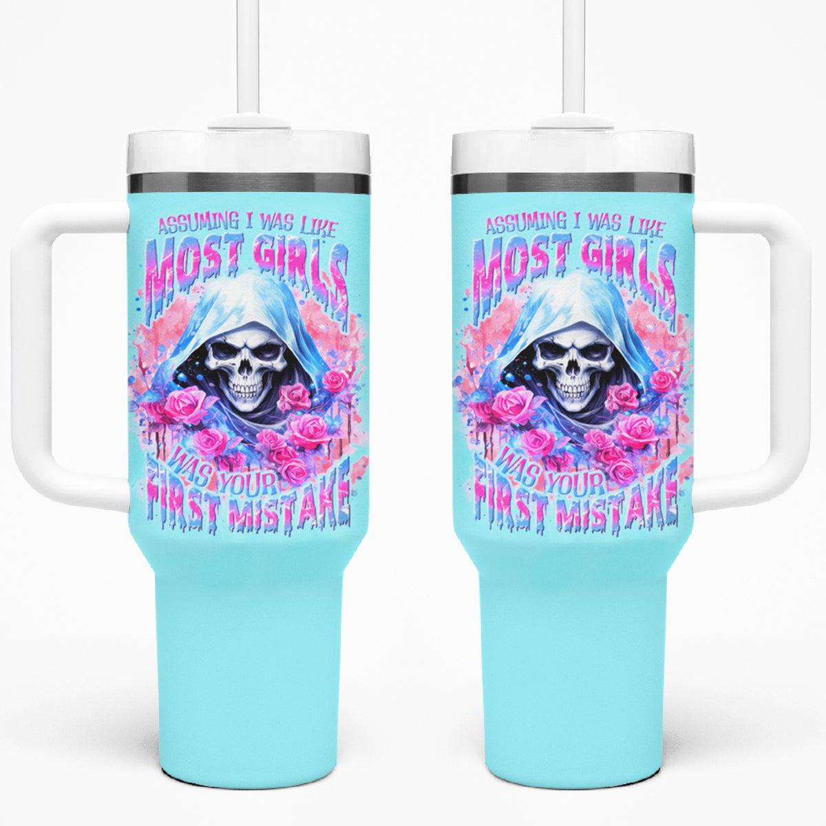 Witch Skull Tumbler With Handle Assuming Was Like Most Girls Was Your First Mistake - Wonder Print Shop