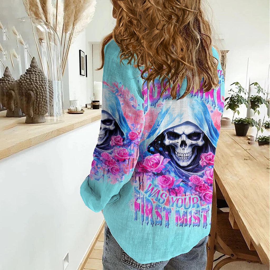 Witch Skull Women Casual Shirt Assuming Was Like Most Girls Was Your First Mistake - Wonder Print Shop