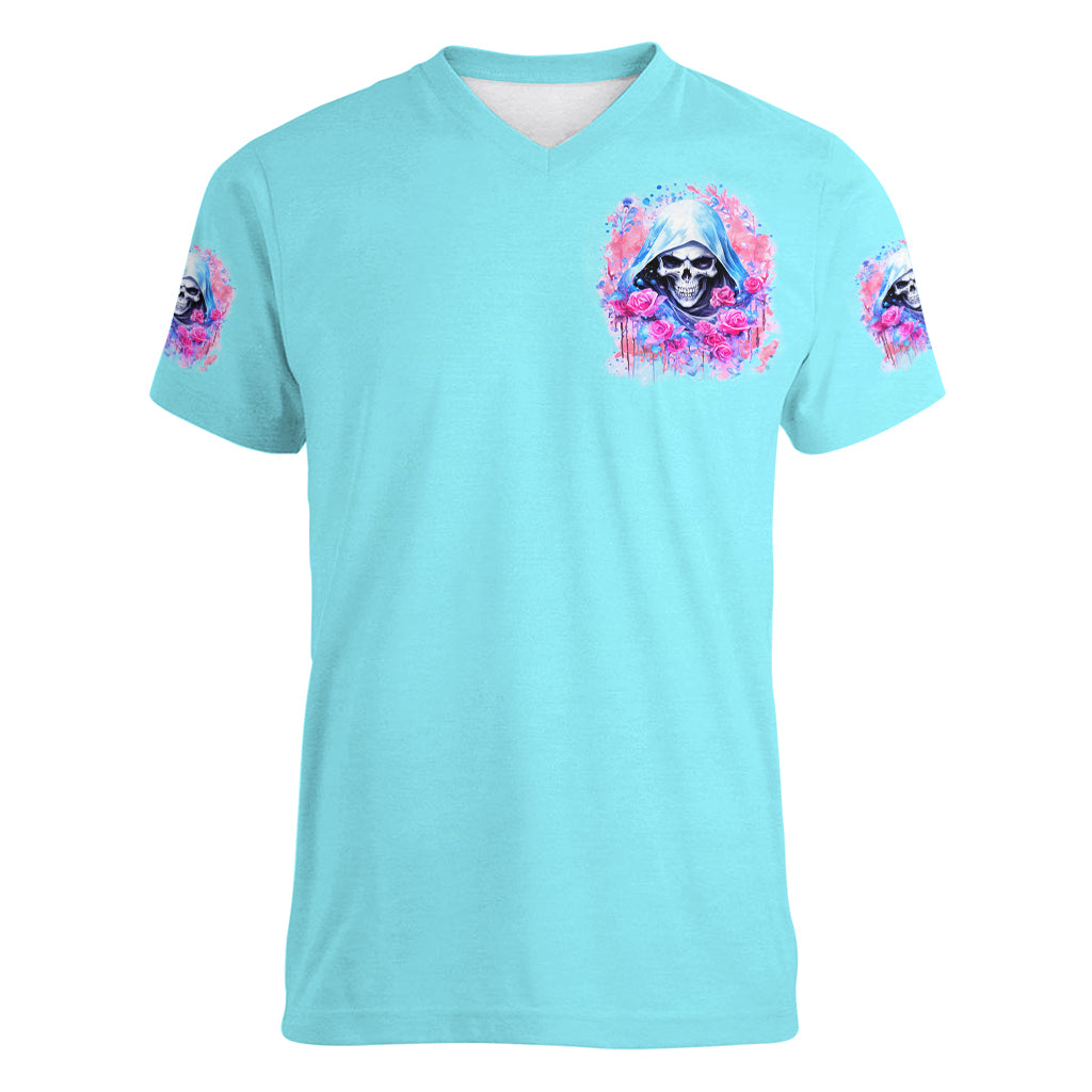 Witch Skull Women V Neck T Shirt Assuming Was Like Most Girls Was Your First Mistake - Wonder Print Shop