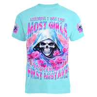 Witch Skull Women V Neck T Shirt Assuming Was Like Most Girls Was Your First Mistake - Wonder Print Shop