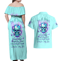 Flower Skull Couples Matching Off Shoulder Maxi Dress and Hawaiian Shirt I'm A Bitch With A Low Bullshiit Tolrange Don't Try Me - Wonder Print Shop