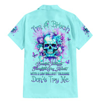 Flower Skull Family Matching Mermaid Dress and Hawaiian Shirt I'm A Bitch With A Low Bullshiit Tolrange Don't Try Me - Wonder Print Shop