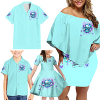 Flower Skull Family Matching Off Shoulder Short Dress and Hawaiian Shirt I'm A Bitch With A Low Bullshiit Tolrange Don't Try Me - Wonder Print Shop