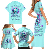 Flower Skull Family Matching Short Sleeve Bodycon Dress and Hawaiian Shirt I'm A Bitch With A Low Bullshiit Tolrange Don't Try Me - Wonder Print Shop