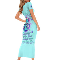 Flower Skull Family Matching Short Sleeve Bodycon Dress and Hawaiian Shirt I'm A Bitch With A Low Bullshiit Tolrange Don't Try Me - Wonder Print Shop