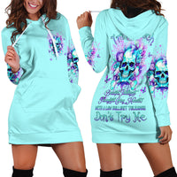 Flower Skull Hoodie Dress I'm A Bitch With A Low Bullshiit Tolrange Don't Try Me - Wonder Print Shop