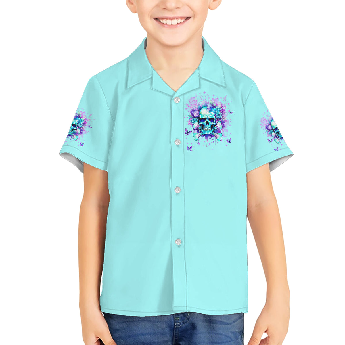 Flower Skull Kid Hawaiian Shirt I'm A Bitch With A Low Bullshiit Tolrange Don't Try Me - Wonder Print Shop