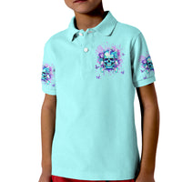 Flower Skull Kid Polo Shirt I'm A Bitch With A Low Bullshiit Tolrange Don't Try Me - Wonder Print Shop