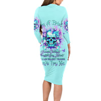 Flower Skull Long Sleeve Bodycon Dress I'm A Bitch With A Low Bullshiit Tolrange Don't Try Me - Wonder Print Shop