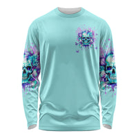Flower Skull Long Sleeve Shirt I'm A Bitch With A Low Bullshiit Tolrange Don't Try Me - Wonder Print Shop