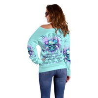 Flower Skull Off Shoulder Sweater I'm A Bitch With A Low Bullshiit Tolrange Don't Try Me - Wonder Print Shop