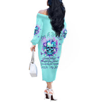 Flower Skull Off The Shoulder Long Sleeve Dress I'm A Bitch With A Low Bullshiit Tolrange Don't Try Me - Wonder Print Shop