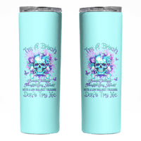 Flower Skull Skinny Tumbler I'm A Bitch With A Low Bullshiit Tolrange Don't Try Me - Wonder Print Shop
