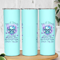 Flower Skull Skinny Tumbler I'm A Bitch With A Low Bullshiit Tolrange Don't Try Me - Wonder Print Shop