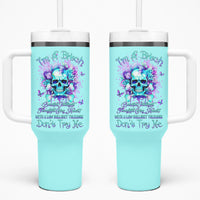 Flower Skull Tumbler With Handle I'm A Bitch With A Low Bullshiit Tolrange Don't Try Me - Wonder Print Shop