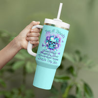 Flower Skull Tumbler With Handle I'm A Bitch With A Low Bullshiit Tolrange Don't Try Me - Wonder Print Shop