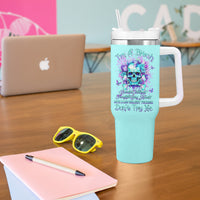 Flower Skull Tumbler With Handle I'm A Bitch With A Low Bullshiit Tolrange Don't Try Me - Wonder Print Shop