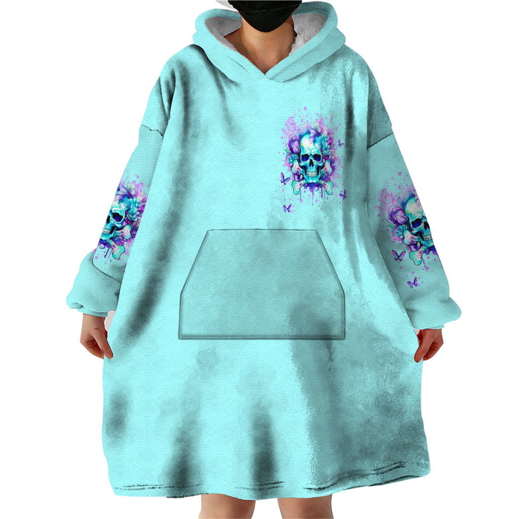 Flower Skull Wearable Blanket Hoodie I'm A Bitch With A Low Bullshiit Tolrange Don't Try Me - Wonder Print Shop