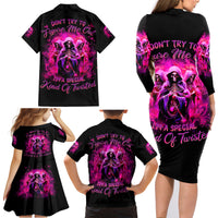 Witch Skull Family Matching Long Sleeve Bodycon Dress and Hawaiian Shirt Don't Try To Figure Me Out I'm A Special Kind Of Twisted - Wonder Print Shop