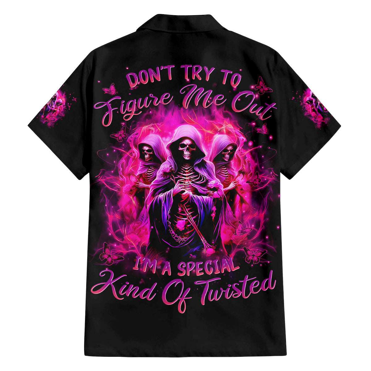 Witch Skull Family Matching Off Shoulder Long Sleeve Dress and Hawaiian Shirt Don't Try To Figure Me Out I'm A Special Kind Of Twisted - Wonder Print Shop