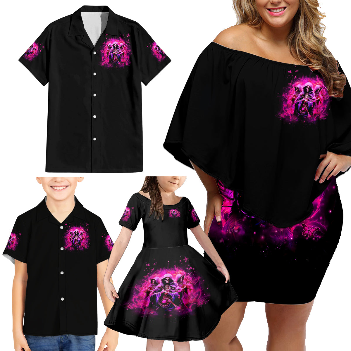 Witch Skull Family Matching Off Shoulder Short Dress and Hawaiian Shirt Don't Try To Figure Me Out I'm A Special Kind Of Twisted - Wonder Print Shop