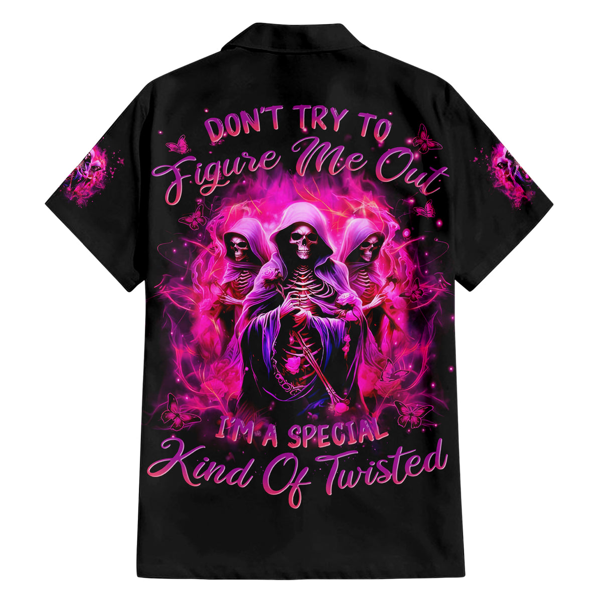 Witch Skull Family Matching Short Sleeve Bodycon Dress and Hawaiian Shirt Don't Try To Figure Me Out I'm A Special Kind Of Twisted - Wonder Print Shop