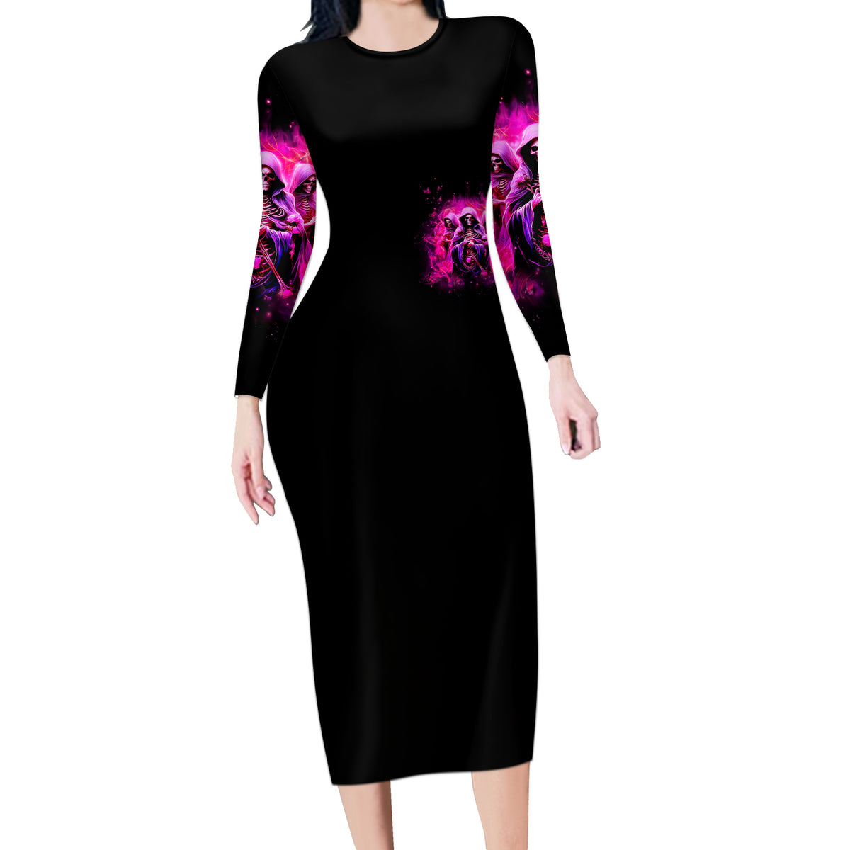 Witch Skull Long Sleeve Bodycon Dress Don't Try To Figure Me Out I'm A Special Kind Of Twisted - Wonder Print Shop